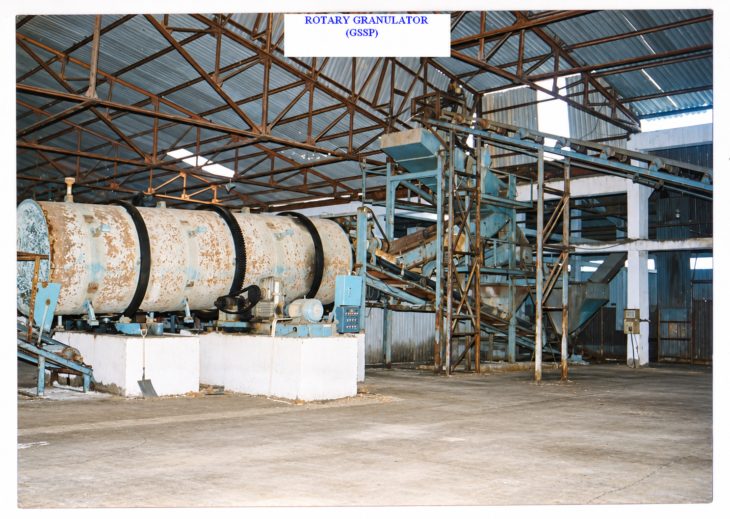 Restored rotary granulator factory interior